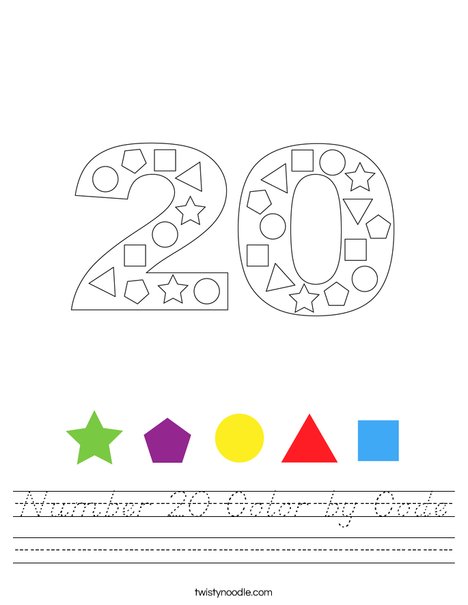 Number 20 Color by Code Worksheet