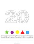 Number 20 Color by Code Worksheet