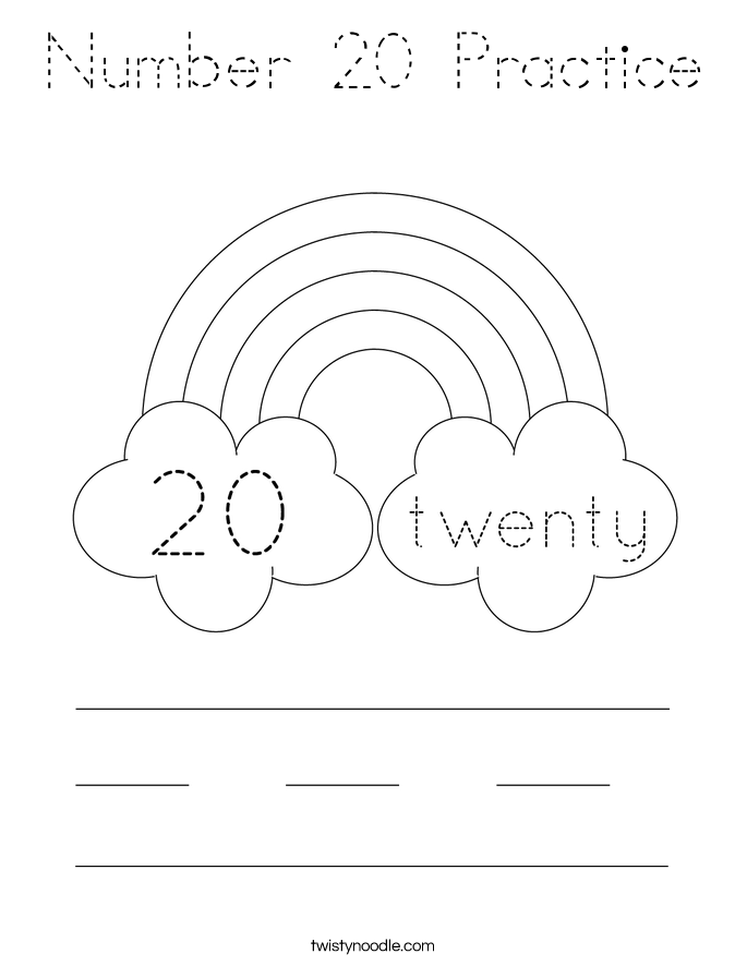 Number 20 Practice Coloring Page