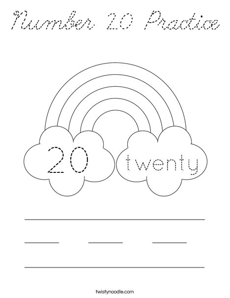 Number 20 Practice Coloring Page