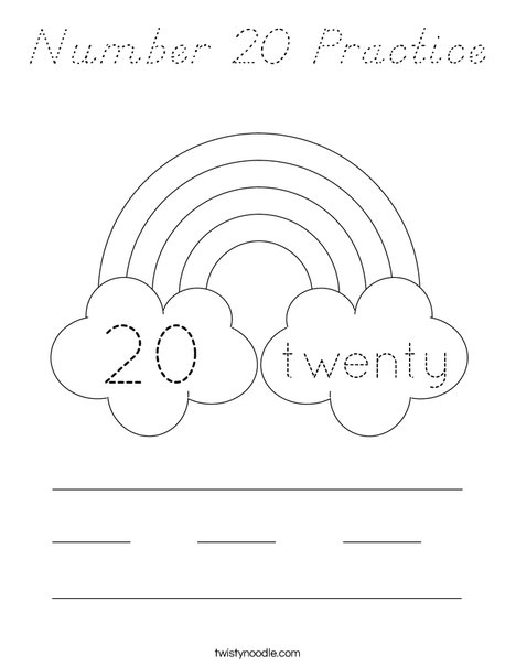 Number 20 Practice Coloring Page