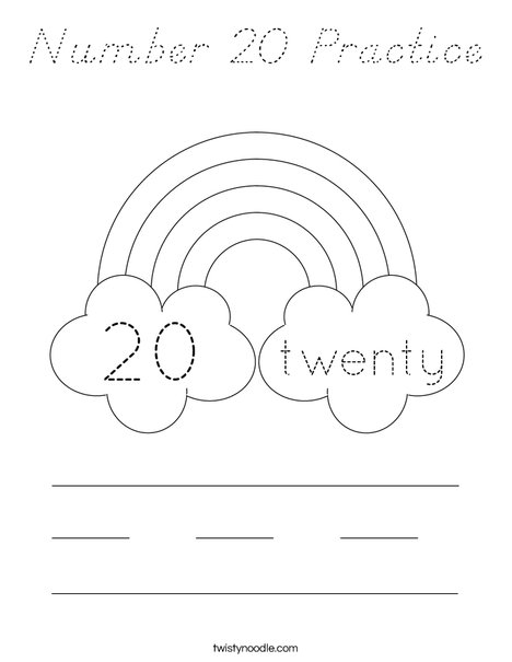 Number 20 Practice Coloring Page