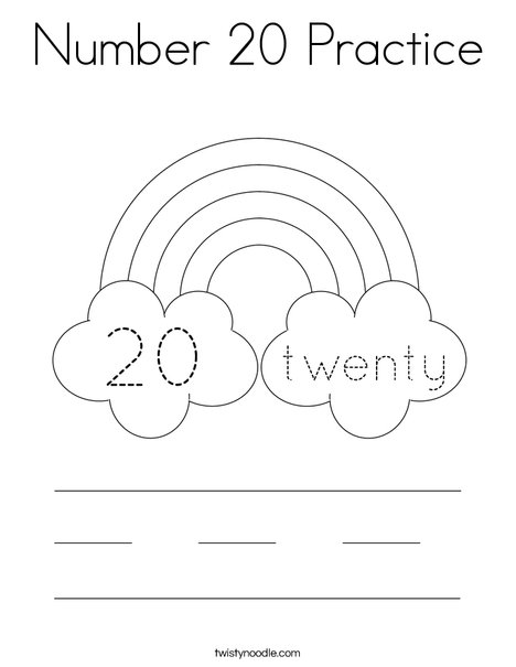 Number 20 Practice Coloring Page