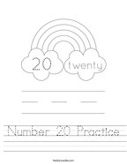 Number 20 Practice Handwriting Sheet