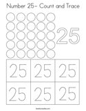 Number 25- Count and Trace Coloring Page
