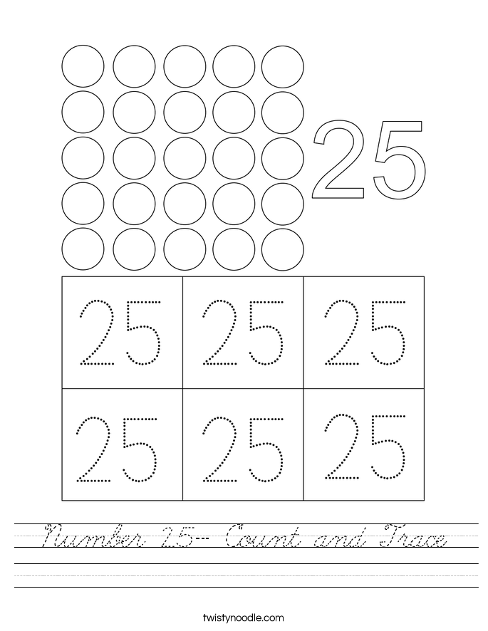 Number 25- Count and Trace Worksheet