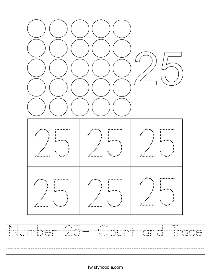 Number 25- Count and Trace Worksheet