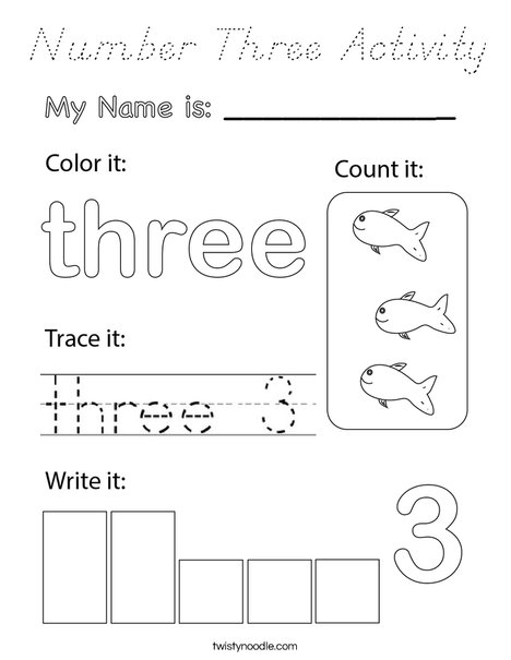 Number 3 Activity Coloring Page