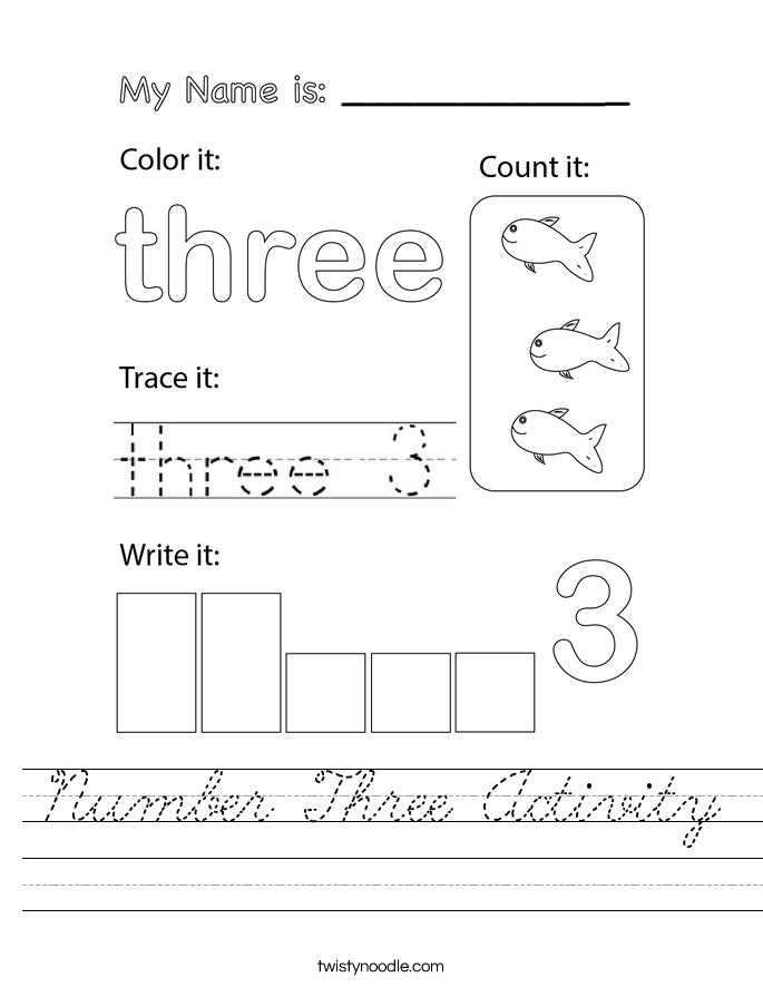 Number Three Activity Worksheet