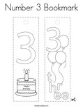Number 3 Bookmark Coloring Page