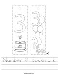 Number 3 Bookmark Worksheet