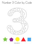 Number 3 Color by Code Coloring Page