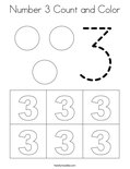 Number 3 Count and Color Coloring Page