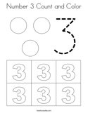Number 3 Count and Color Coloring Page