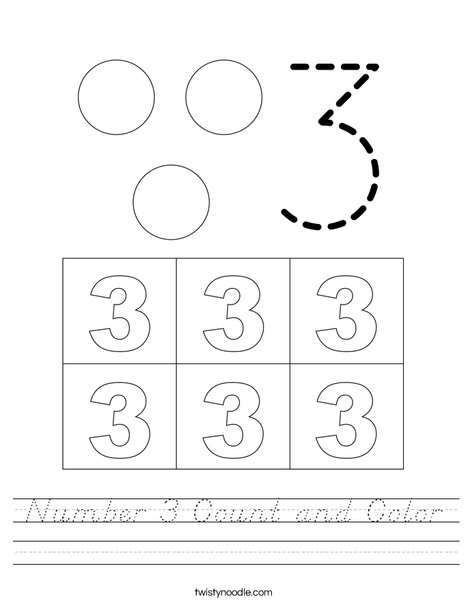 Number 3 Count and Color Worksheet