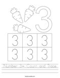 Number 3- Count and Trace Worksheet