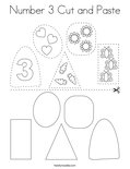 Number 3 Cut and Paste Coloring Page