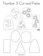 Number 3 Cut and Paste Coloring Page