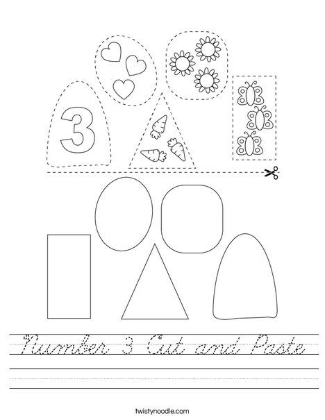Number 3 Cut and Paste Worksheet