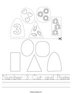 Number 3 Cut and Paste Handwriting Sheet