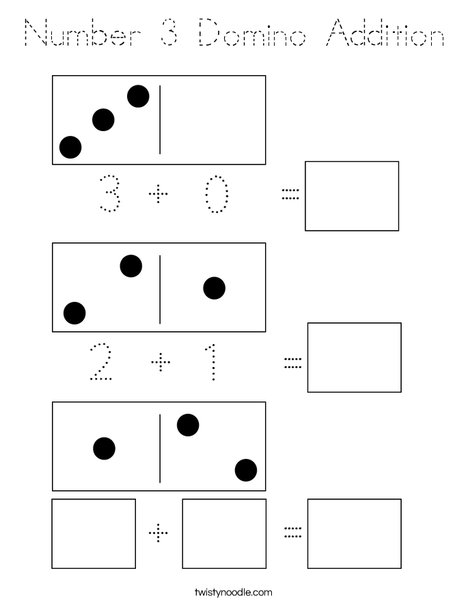 Number 3 Domino Addition Coloring Page