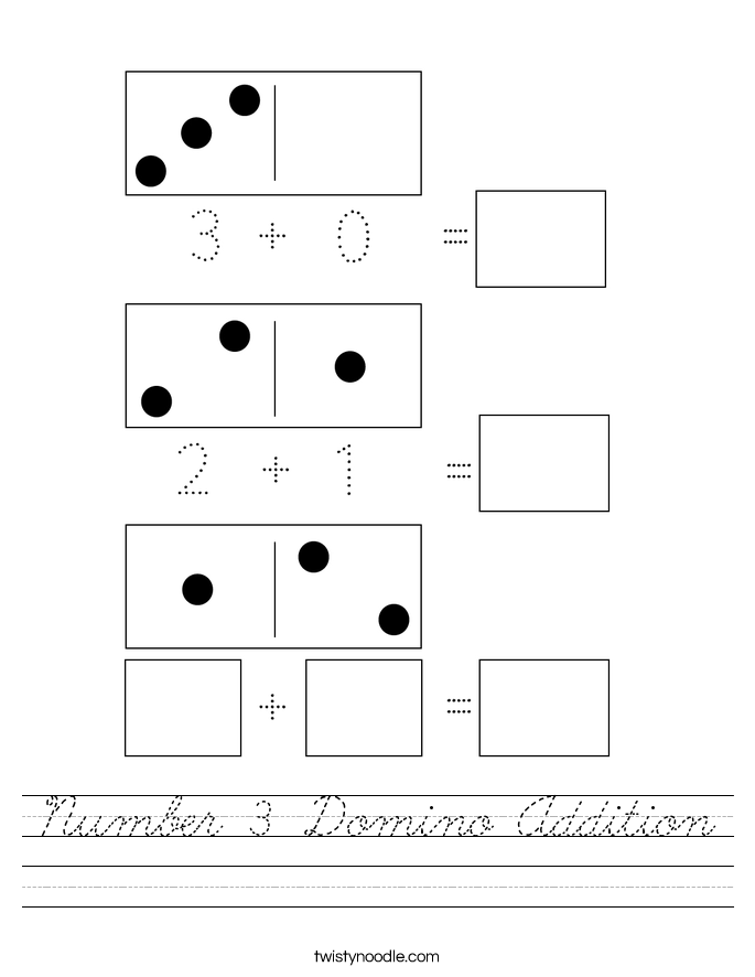 Number 3 Domino Addition Worksheet
