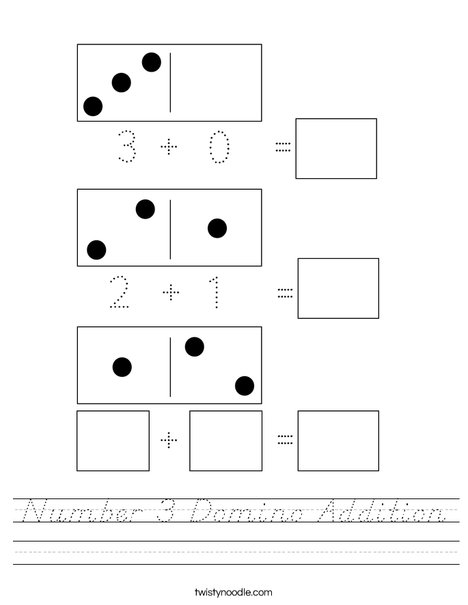 Number 3 Domino Addition Worksheet