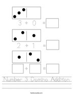 Number 3 Domino Addition Handwriting Sheet