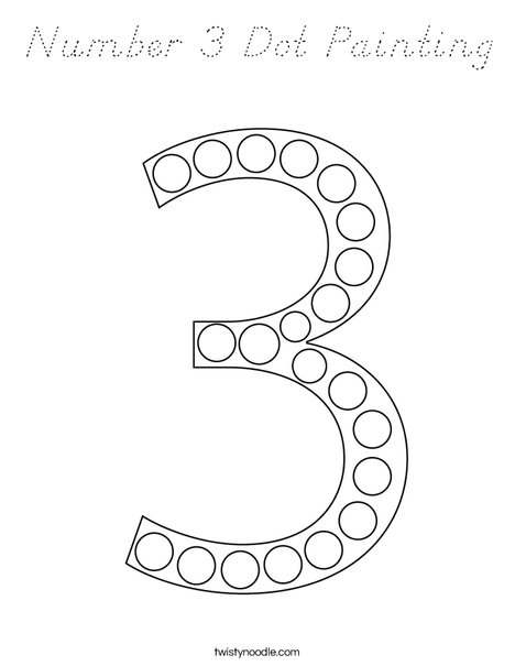 Number 3 Dot Painting Coloring Page