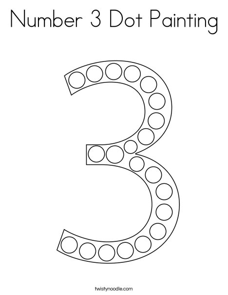 Number 3 Dot Painting Coloring Page - Twisty Noodle