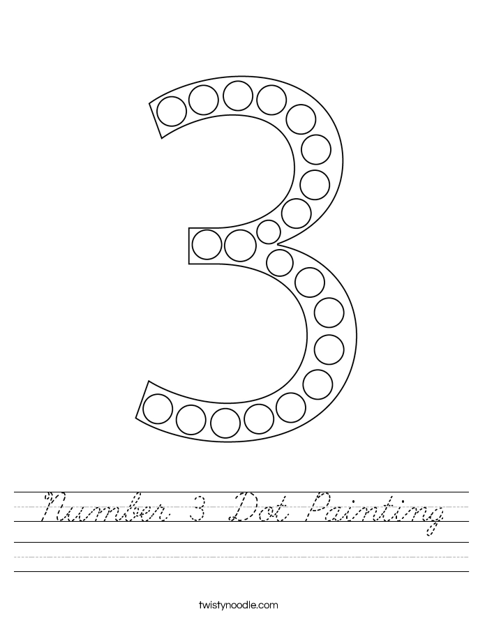 Number 3 Dot Painting Worksheet