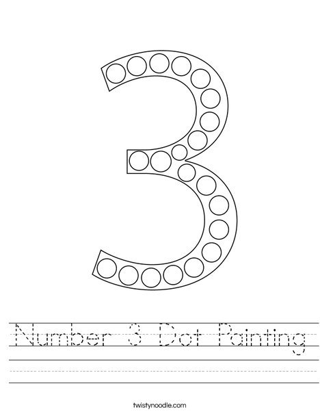 Number 3 Dot Painting Worksheet