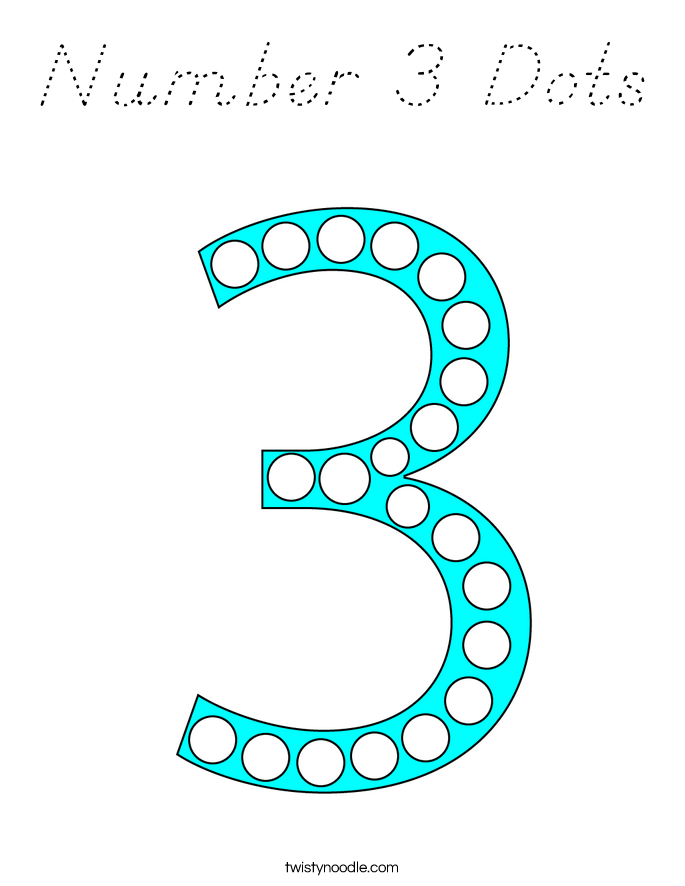 Number 3 Dots Coloring Page