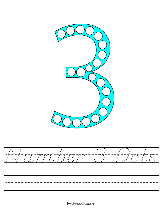 Number 3 Dots Worksheet