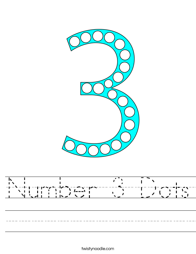 number 3 dots worksheet twisty noodle