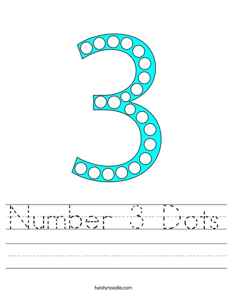 number 3 dots worksheet twisty noodle