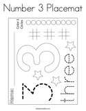 Number 3 Placemat Coloring Page