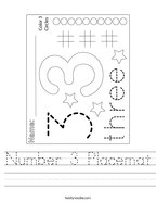 Number 3 Placemat Handwriting Sheet