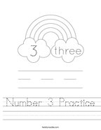 Number 3 Practice Handwriting Sheet