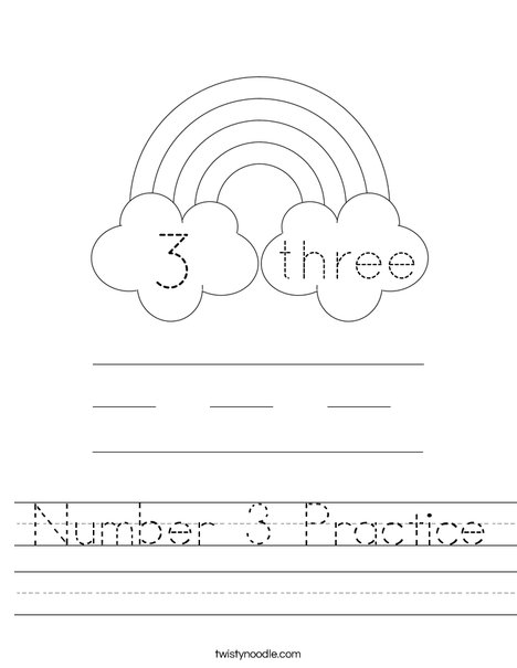 Number 3 Practice Worksheet Twisty Noodle Number 3 Practice Worksheet Twisty Noodle