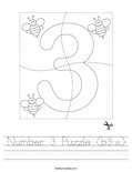 Number 3 Puzzle (b&w) Worksheet