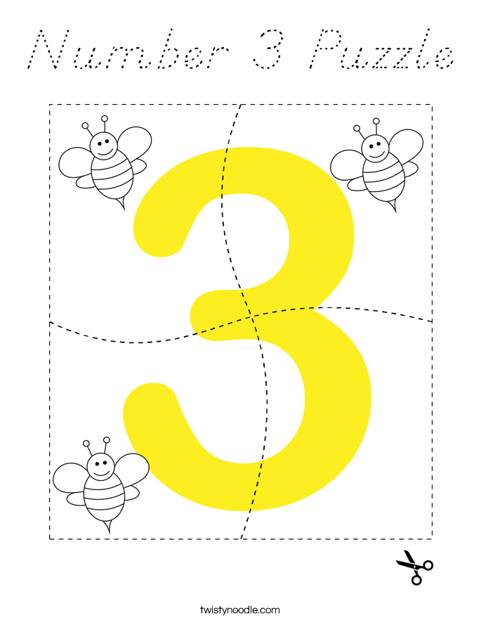 Number 3 Puzzle Coloring Page