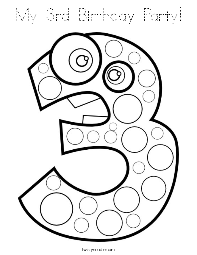 My 3rd Birthday Party! Coloring Page