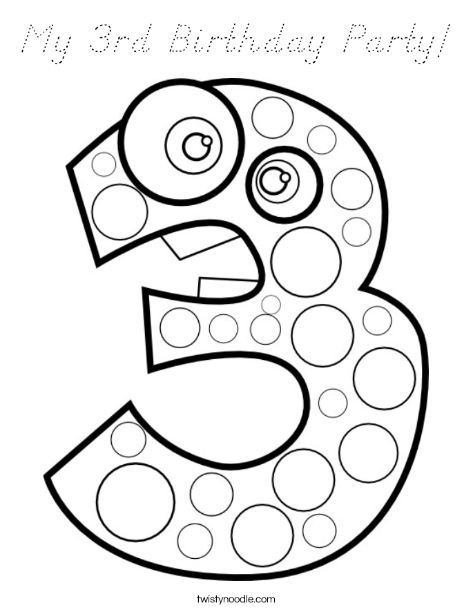 My 3rd Birthday Party! Coloring Page