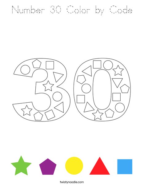 Number 30 Color by Code Coloring Page