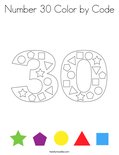 Number 30 Color by Code Coloring Page