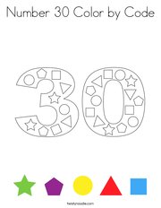 Number 30 Color by Code Coloring Page