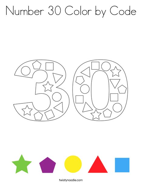 Number 30 Color by Code Coloring Page