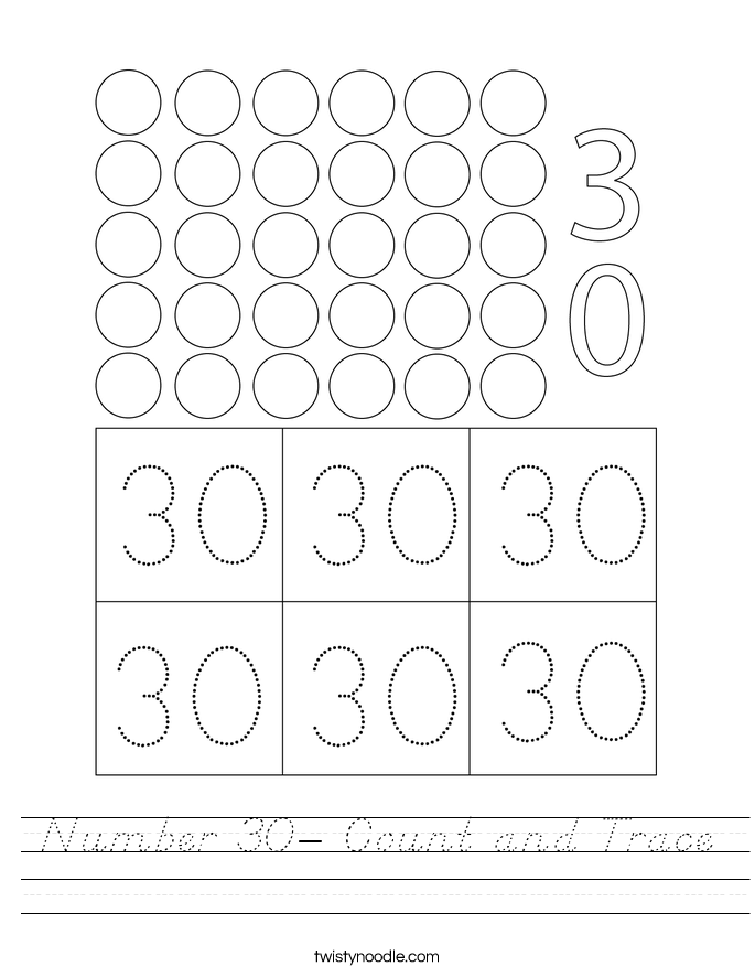 Number 30- Count and Trace Worksheet