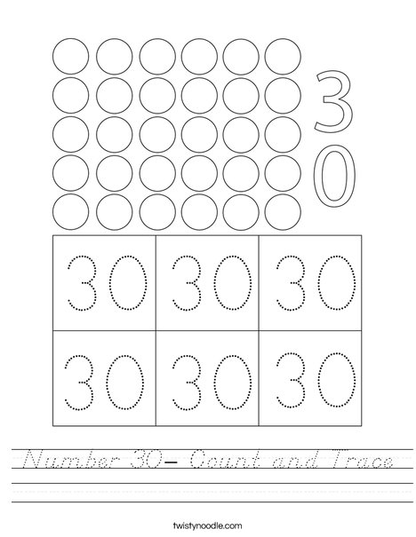 number-30-count-and-trace-worksheet-d-nealian-twisty-noodle